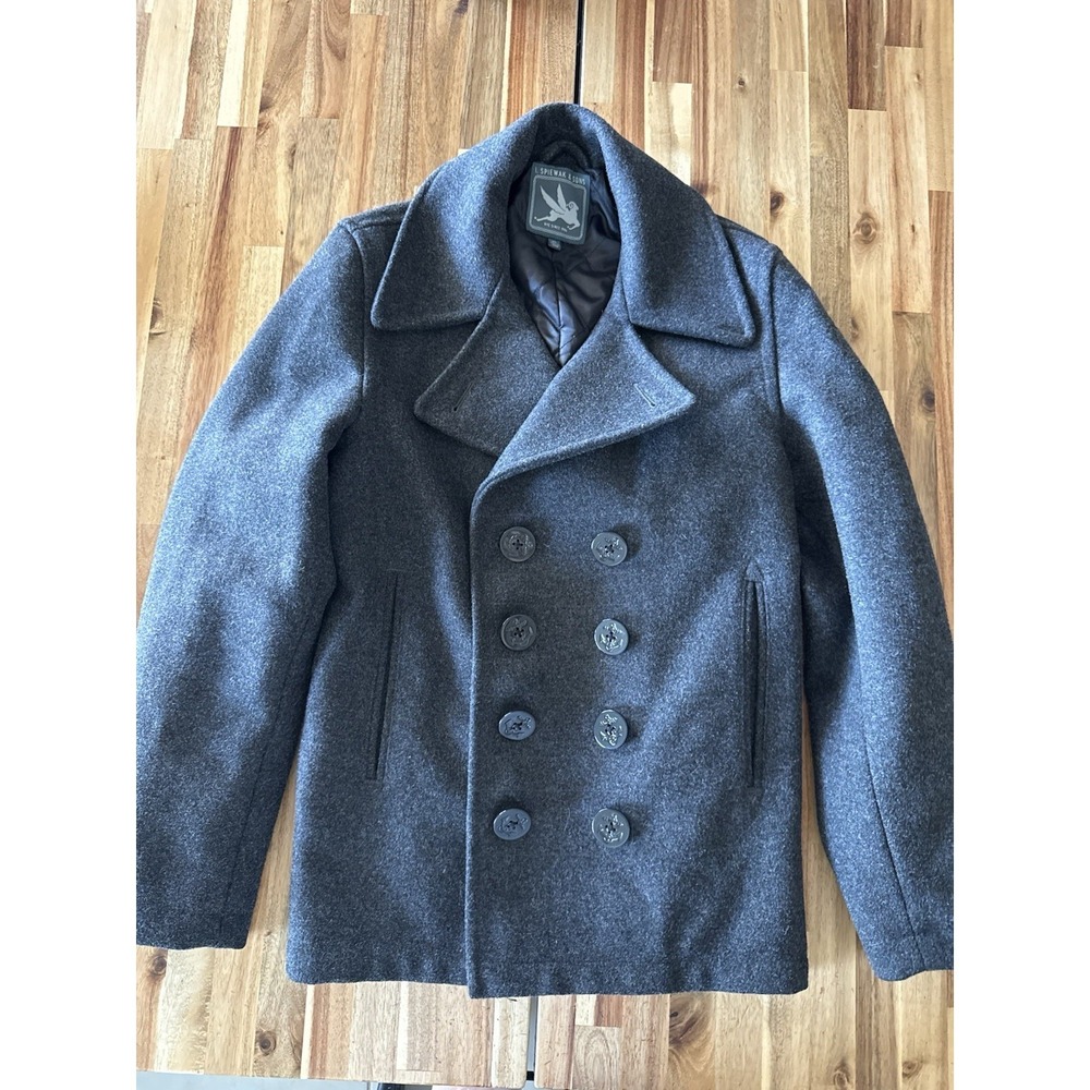 I. Spiewak & Sons Black Pea Coat Men's Size XS Wool Blend Double Breasted